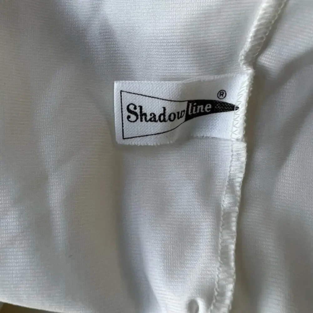 Shadowline Vintage White Empire V-Neck Lace Trim Slip Dress Night Gown Size L - Picture 3 of 4
